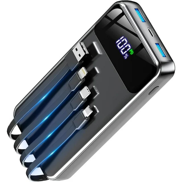 N6 Portable Charger 35000mAh with Built in Cables