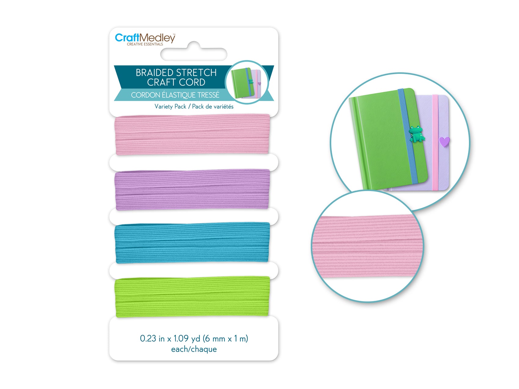 Craft Medley Braided Stretch Cord 6mm Pastel Set for Crafts