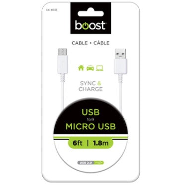 Elink 6Ft Micro USB to USB A Cable White