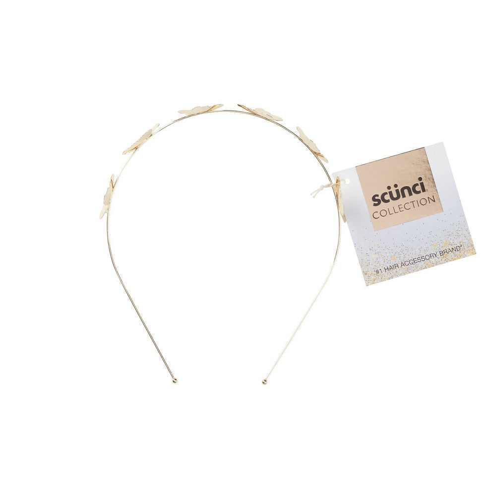 Scunci Gold Butterflies Headband — detail view