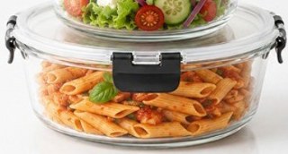 Home Aesthetics round glass food container, 950ml