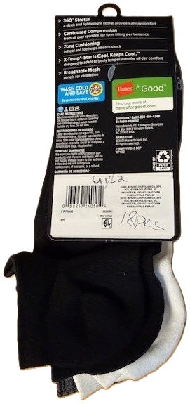 Hanes No Show Performance Socks 3-Pack Size 6-12
