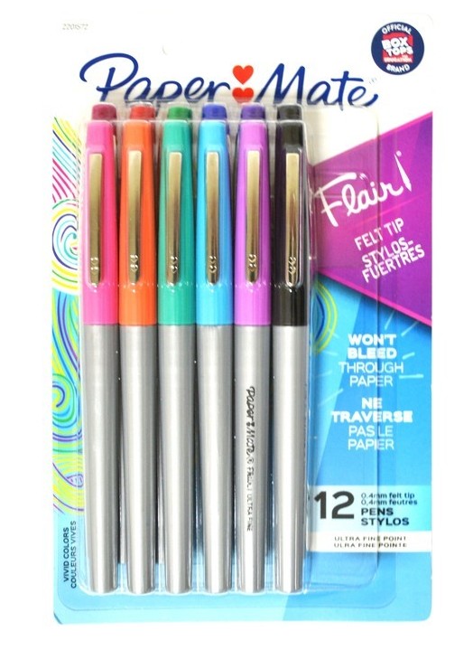 Paper Mate Felt Tip Pens 12 Pack Vivid Colours