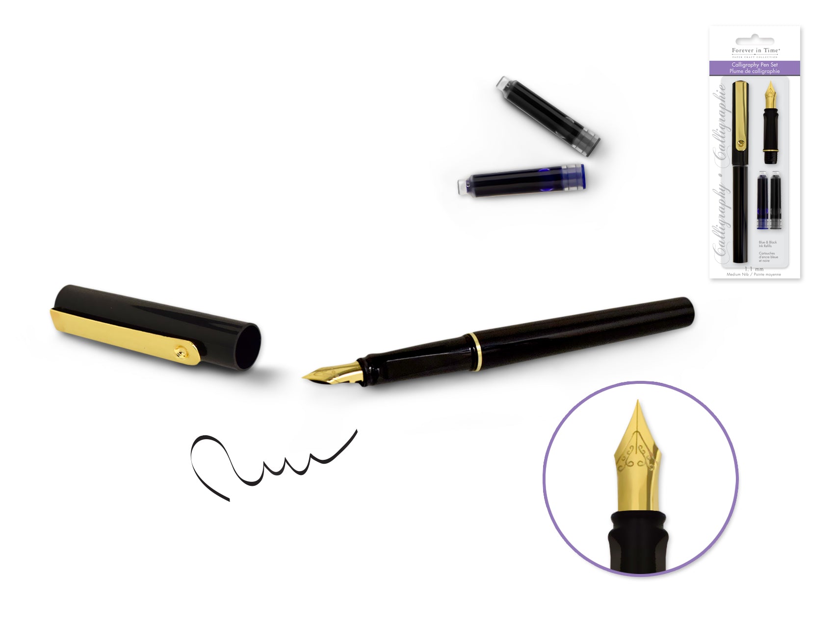 Calligraphy Pen Set #1.3 Nib/Black+Blue Ink Scrappin-Gear