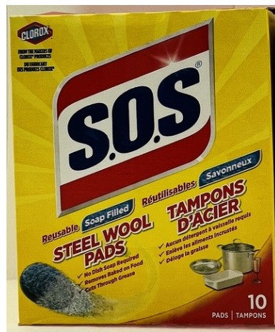 S.O.S Steel Wool Pads 10 Pack Cleaning Scrubbers