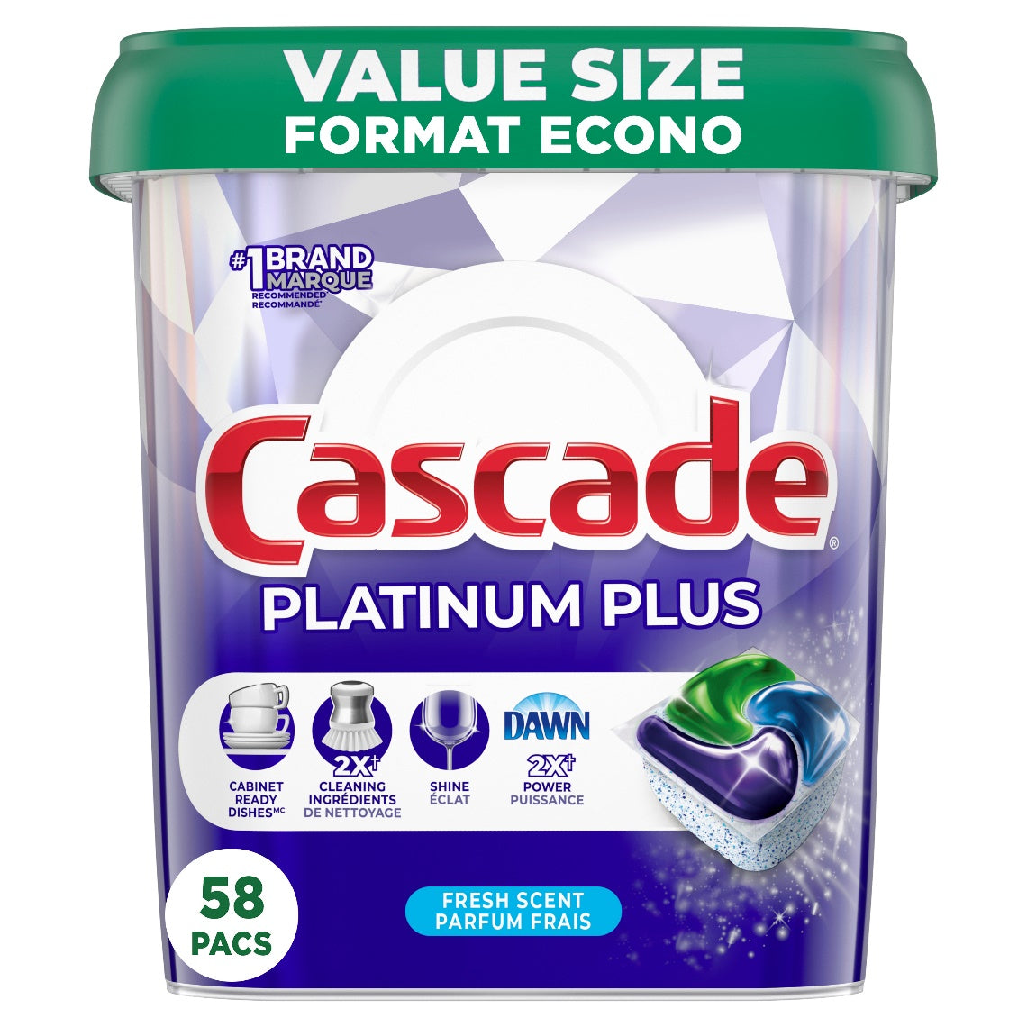 Cascade Action Packs Dishwasher Pods - Fresh Scent, 58 Count
