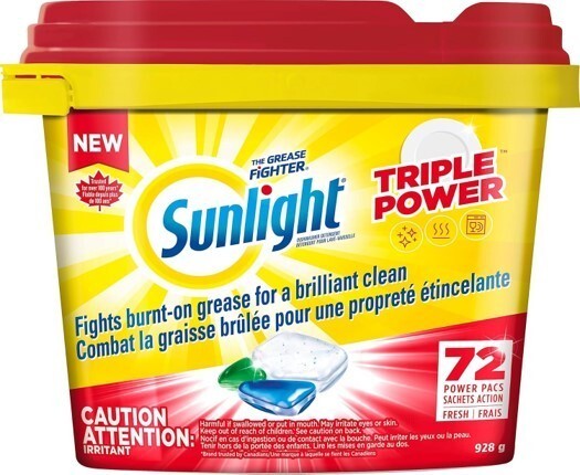 Sunlight Triple Power Dishwasher Detergent 72 Count