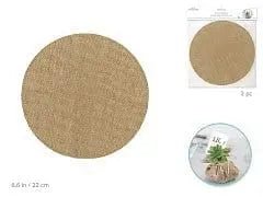 A Brides Wish: 22cm Burlap Circles x2 - A) Natural - Brantford Surplus