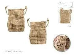 A Brides Wish: 7cmx10cm Burlap Favor Bags x2 w/String - Brantford Surplus