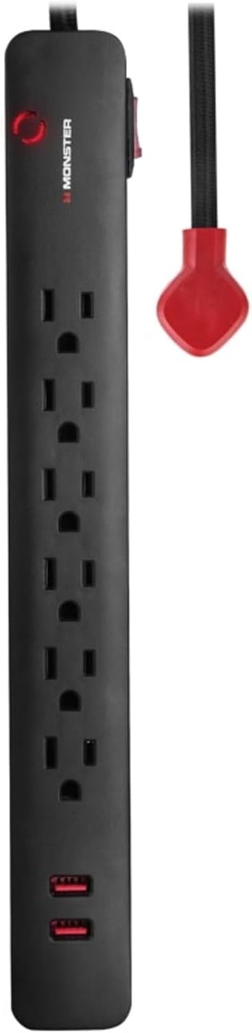 Monster Surge Protector 6 Outlets 2 USB 1200J