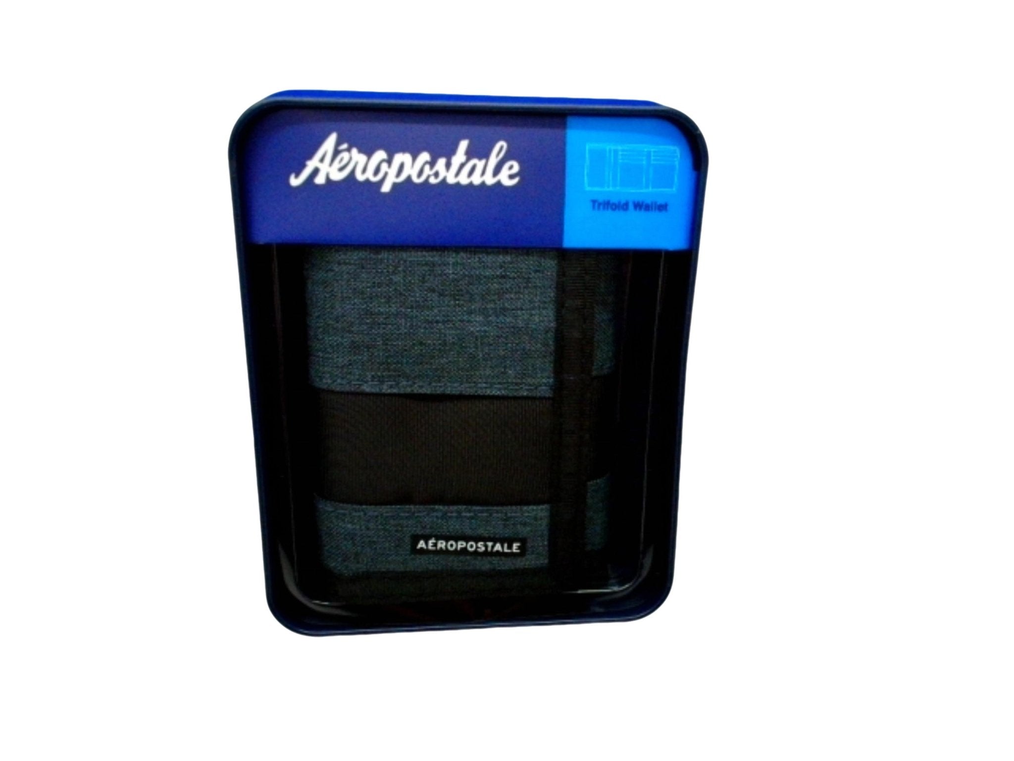 Aeropostale Men's Slim Leather Trifold Wallet - Black - Brantford Surplus