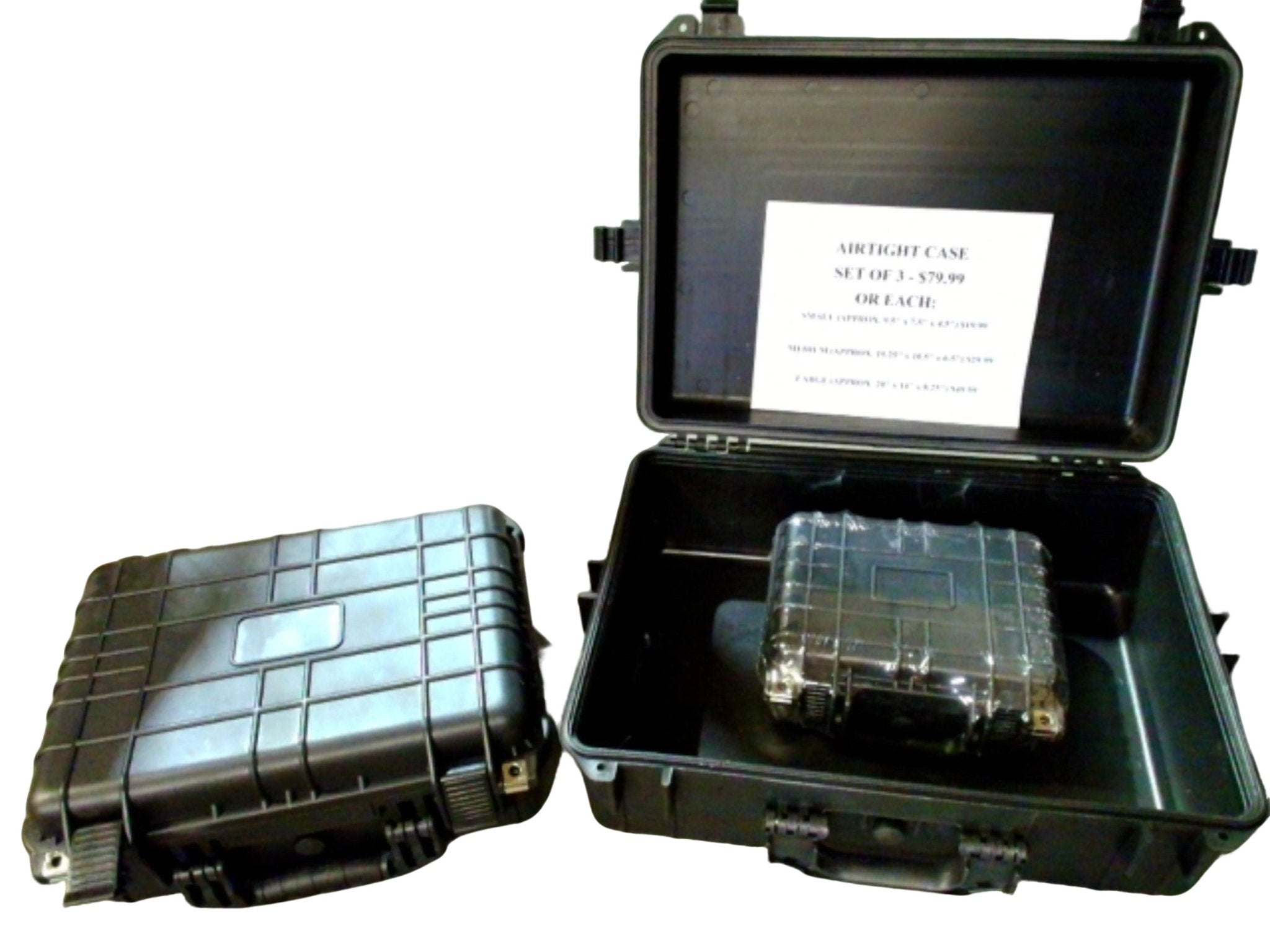 Airtight Case Set Of 3 Black Plastic (or $19.99, $29.99, $39.99) - Brantford Surplus