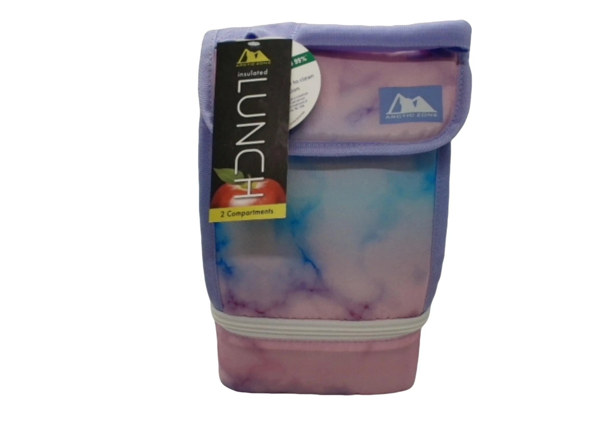 Arctic Zone Insulated Dual - Compartment Lunch Bag - Marble Pink Blue - Brantford Surplus