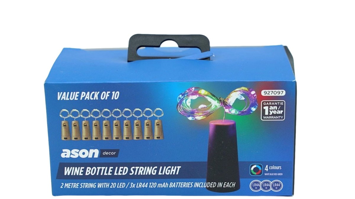 Ason Decor Wine Bottle LED String Lights 10 Pack Multicolor - Brantford Surplus