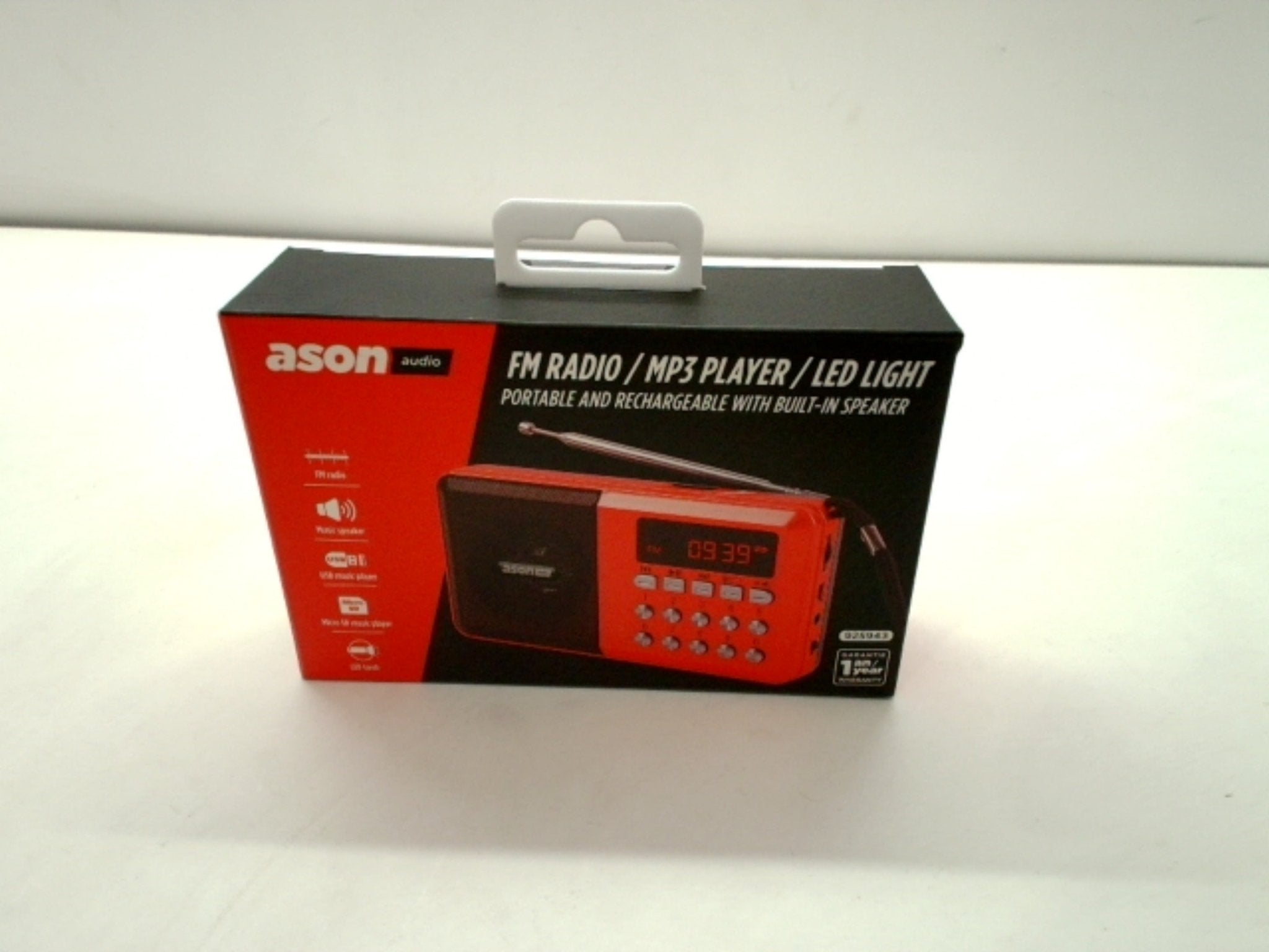 Ason Rechargeable FM Radio MP3 Player with LED Light - Brantford Surplus
