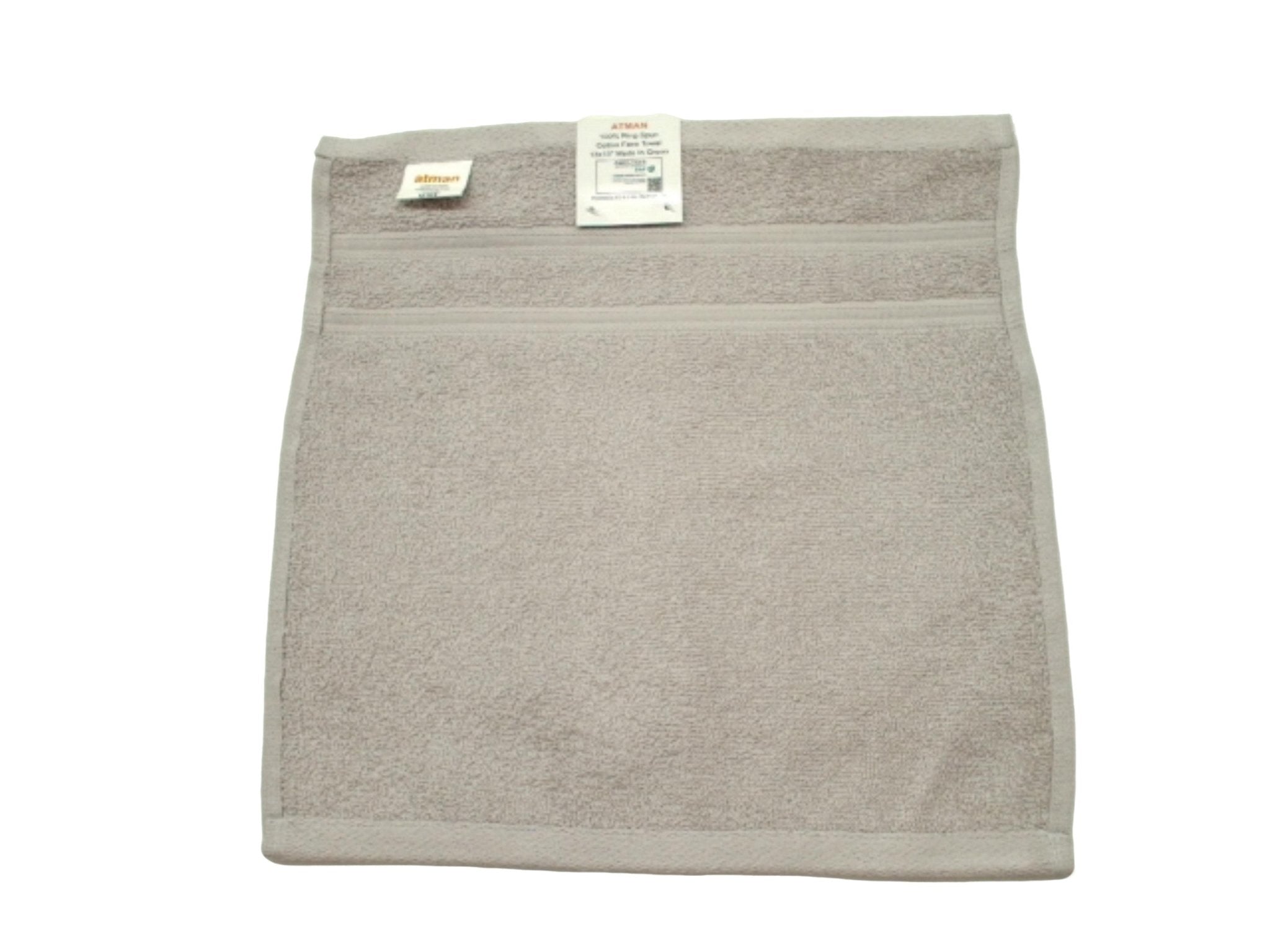 Atman Pearl Grey Cotton Face Towel 13"x13" - Brantford Surplus