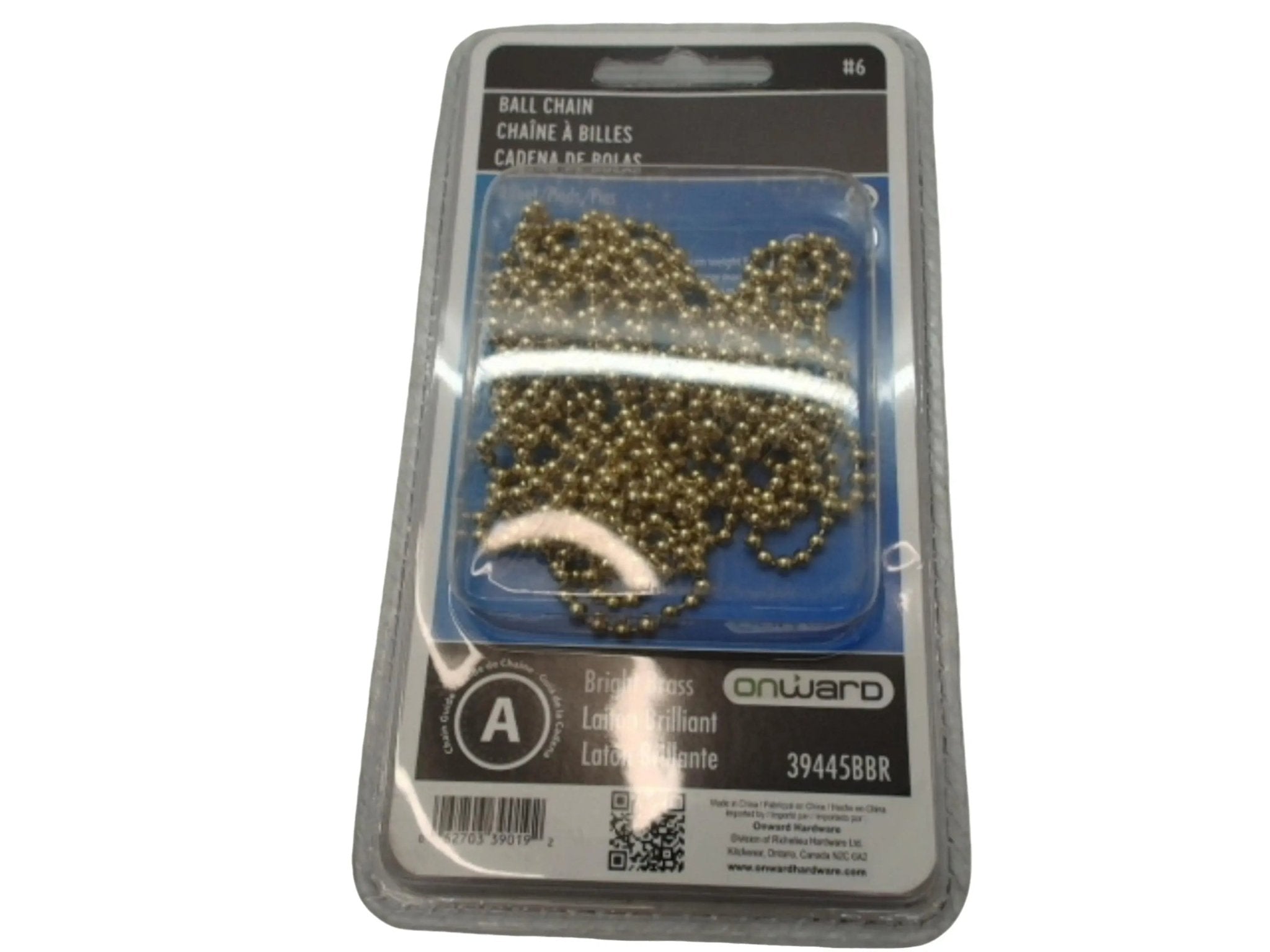 Ball Chain 8ft Bright Brass Onward - Brantford Surplus