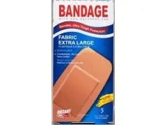 Bandage - fabric extra large 5 pack 50x100mm - instant aid - Brantford Surplus