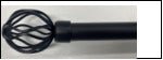 Black extendable curtain rod "round twisted" 1"diam, 66' x 120 inch - Brantford Surplus