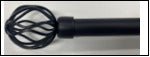 Black extendable curtain rod"round twisted " 1"diam, 48' x 84 inch - Brantford Surplus