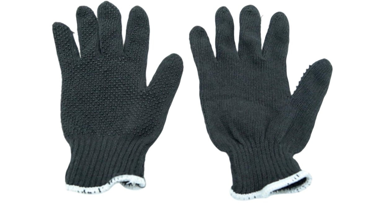 Black Large Dotted Seamless Work Gloves for Safety - Brantford Surplus