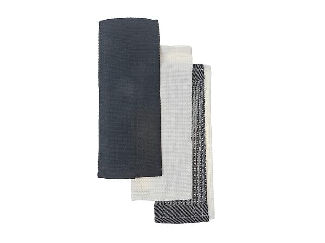 Block Print Black Dish Towels Set - 3 Pack 12"x12" - Brantford Surplus