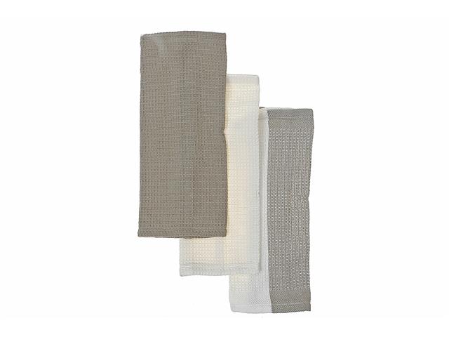 Block Print Dish Towels Set - 12x12 Oxford Tan - Brantford Surplus