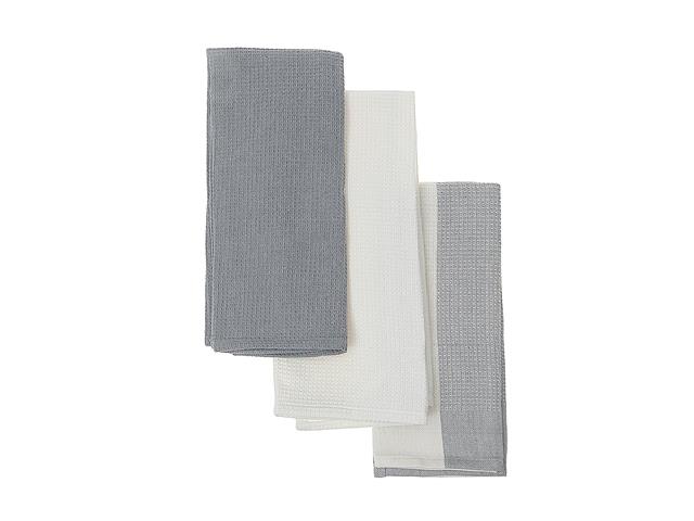 Block Print Waffle Kitchen Towels - 3 Pack Set - Brantford Surplus