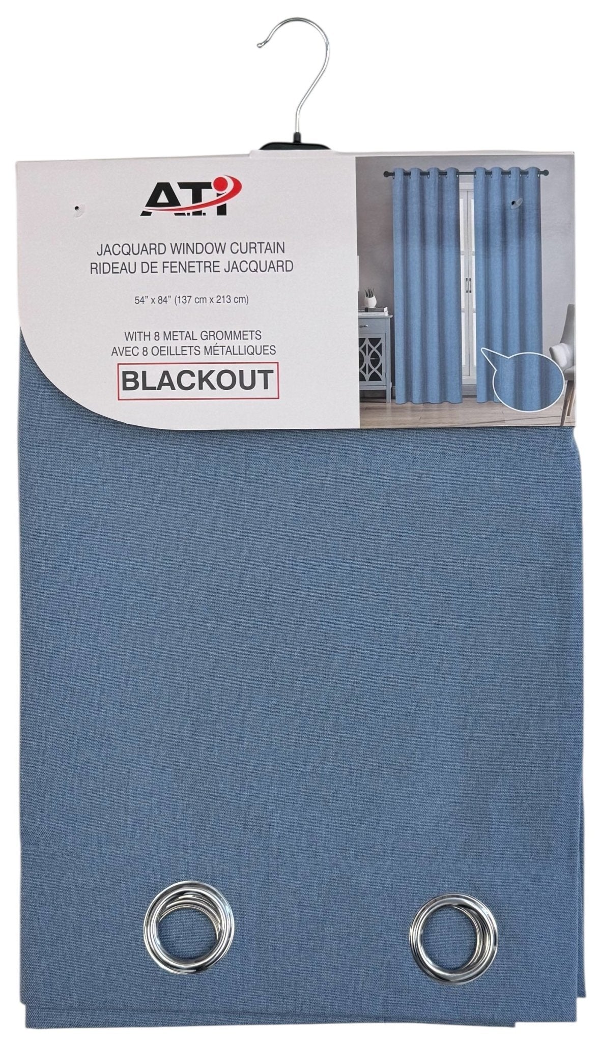 Blue 54x84 Linen Blackout Curtains - Full Size Drapes - Brantford Surplus