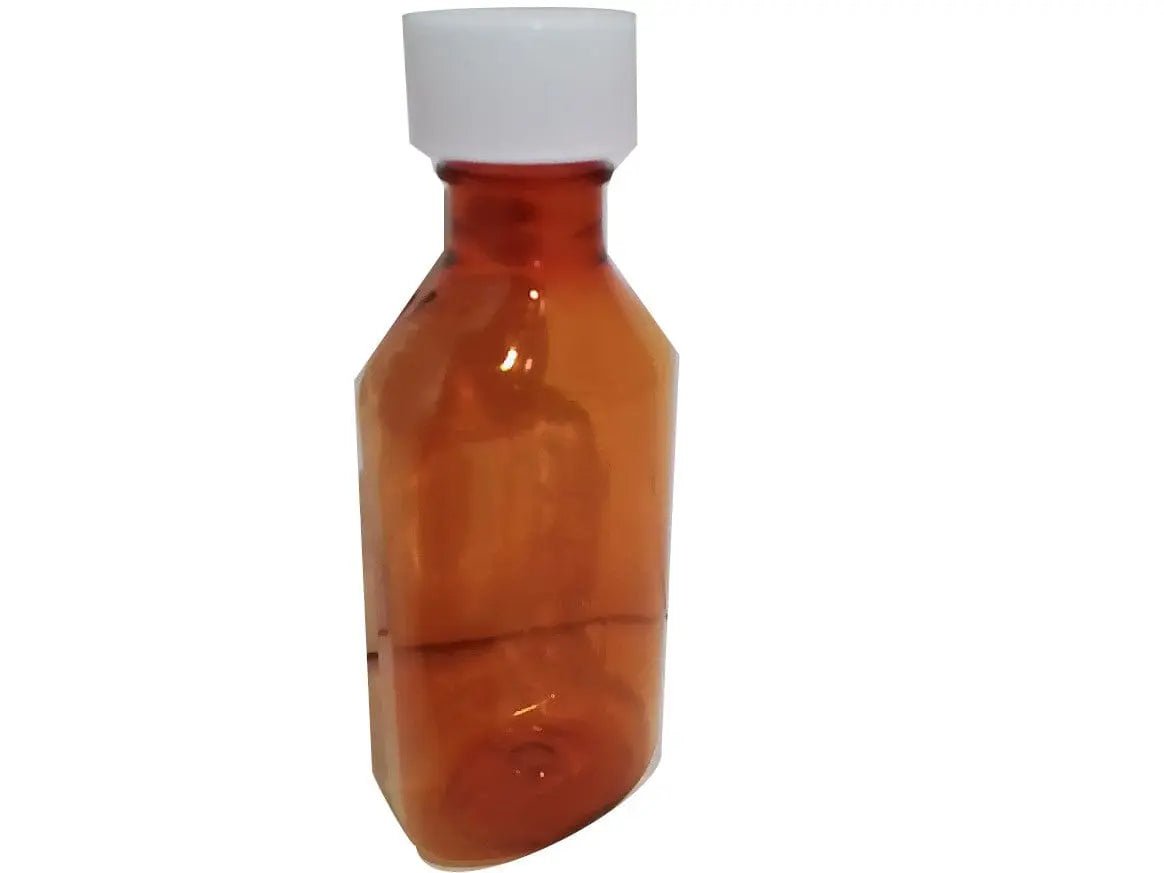 Bottle Plastic 4oz. Red Amber Clear w/Push Twist Cap Or 12/$2.00 - Brantford Surplus