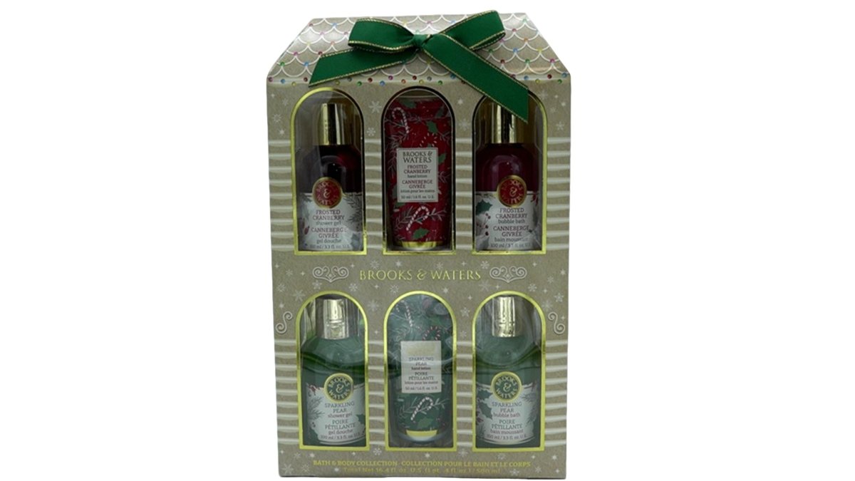 Brooks & Waters Bath Gift Set - Cranberry Pear 6pc Spa Kit - Brantford Surplus