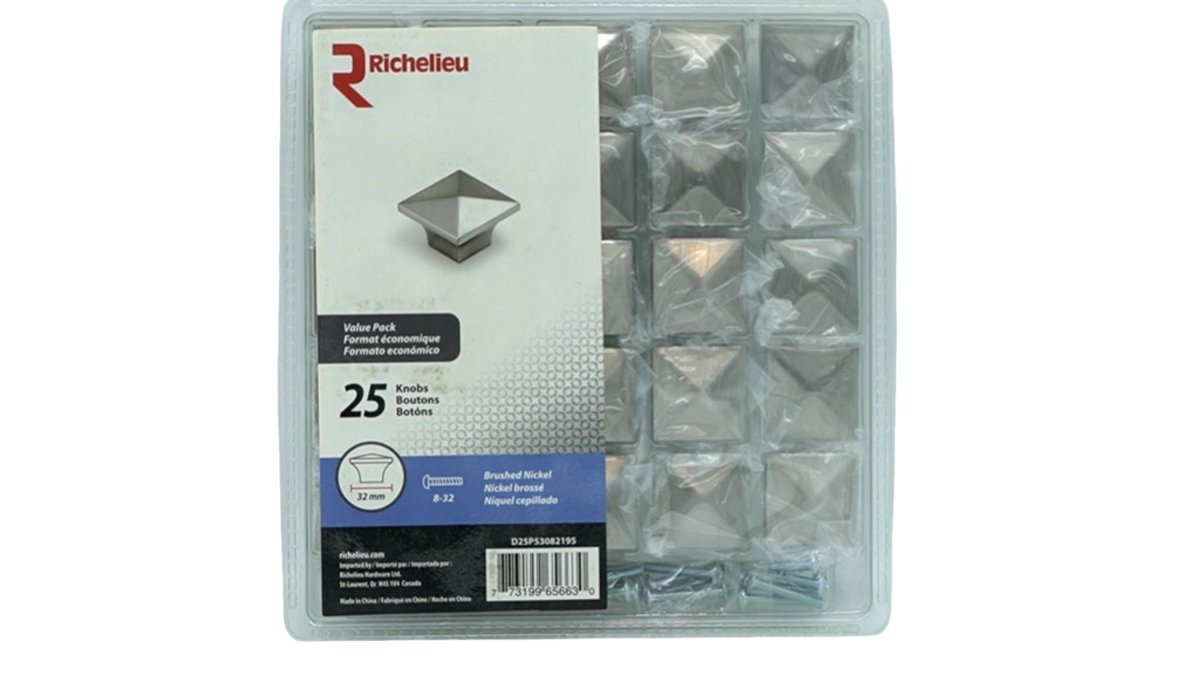Brushed Nickel Cabinet Knobs 25 - Pack Richelieu 32mm - Brantford Surplus