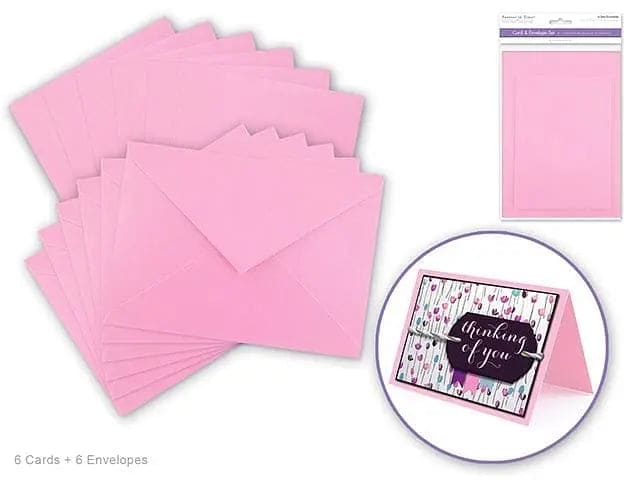 Cardmaking baby pink: 4.5"x6" Cards + Envelopes 6sets A6 - Brantford Surplus