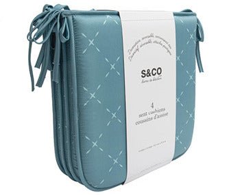 Chair pads aqua reversible printed bistro set of 4 - Brantford Surplus