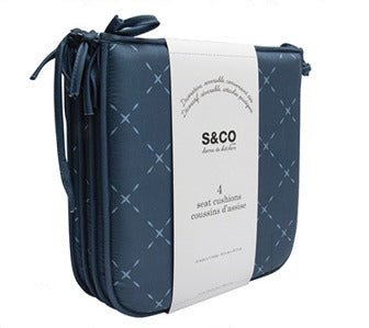 Chair pads navy reversible printed bistro set of 4 - Brantford Surplus