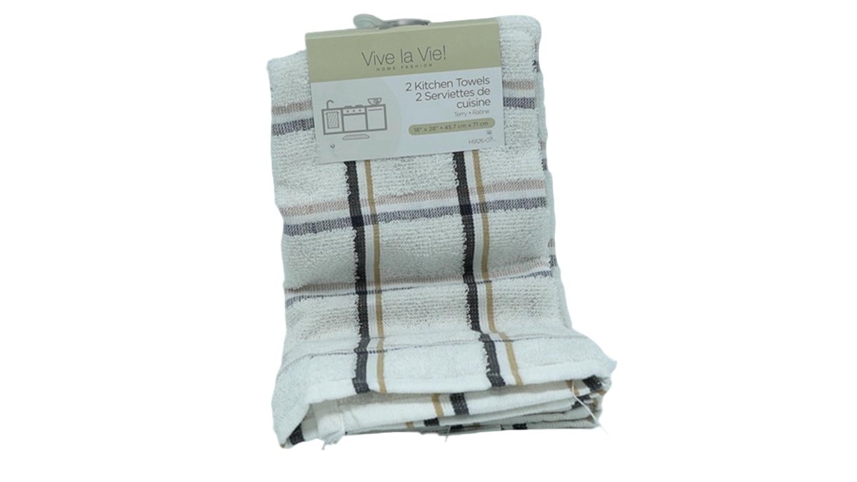 Charcoal Stripe Terry Kitchen Towels 2 - Pack - Vive La Vie - Brantford Surplus