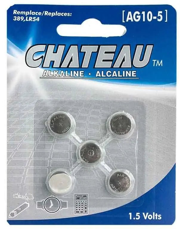 Chateau - AG10 (389/LR54) Alkaline Batteries 5pk - Brantford Surplus