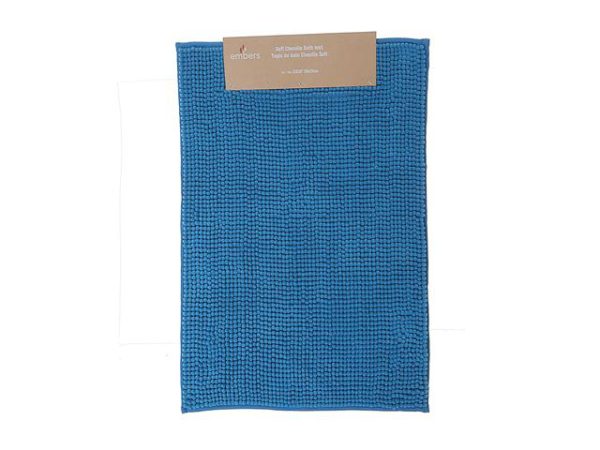 Chenille Blue Bath Mat 20"x28" - Solid Color Rug - Brantford Surplus
