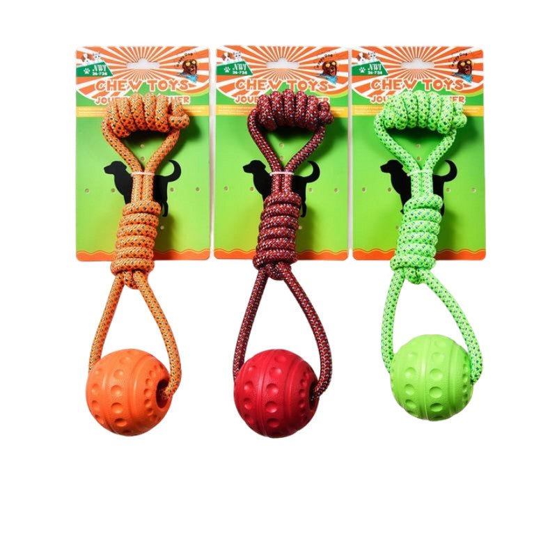 Chew Toy Ball with Rope Knot - 3 Colors - Brantford Surplus