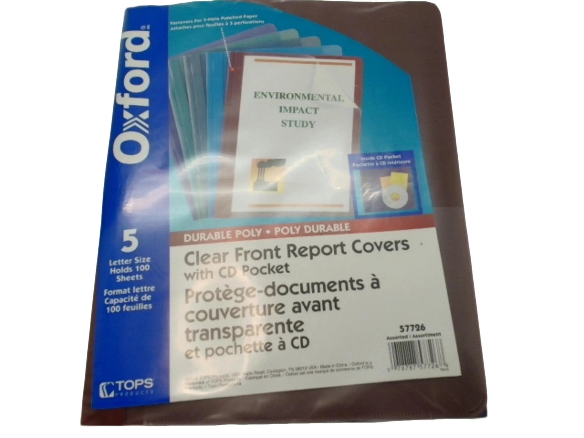 Clear Letter Size Oxford Poly Report Covers, 5 - Pack Front - Brantford Surplus