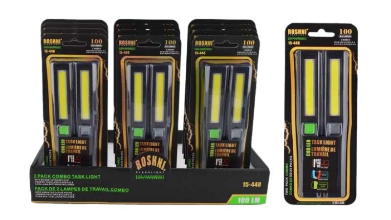 COB LED Flashlight Set - 100 Lumens, 4 Modes Bright Torch - Brantford Surplus
