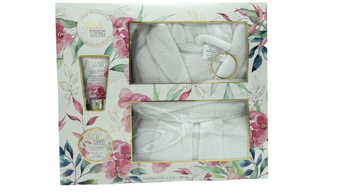 Coconut Mango Bathrobe Spa Set - Luxury 3pc Gift - Brantford Surplus