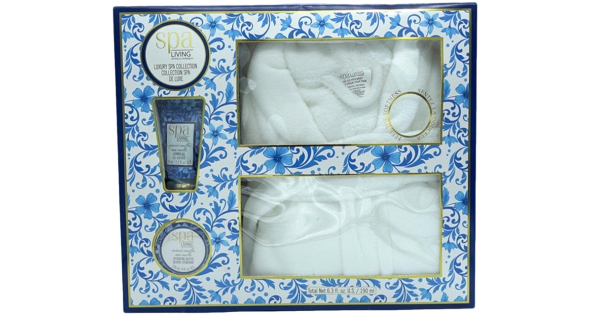 Coconut Vanilla Bathrobe Spa Set - Luxury 3pc Gift Box - Brantford Surplus