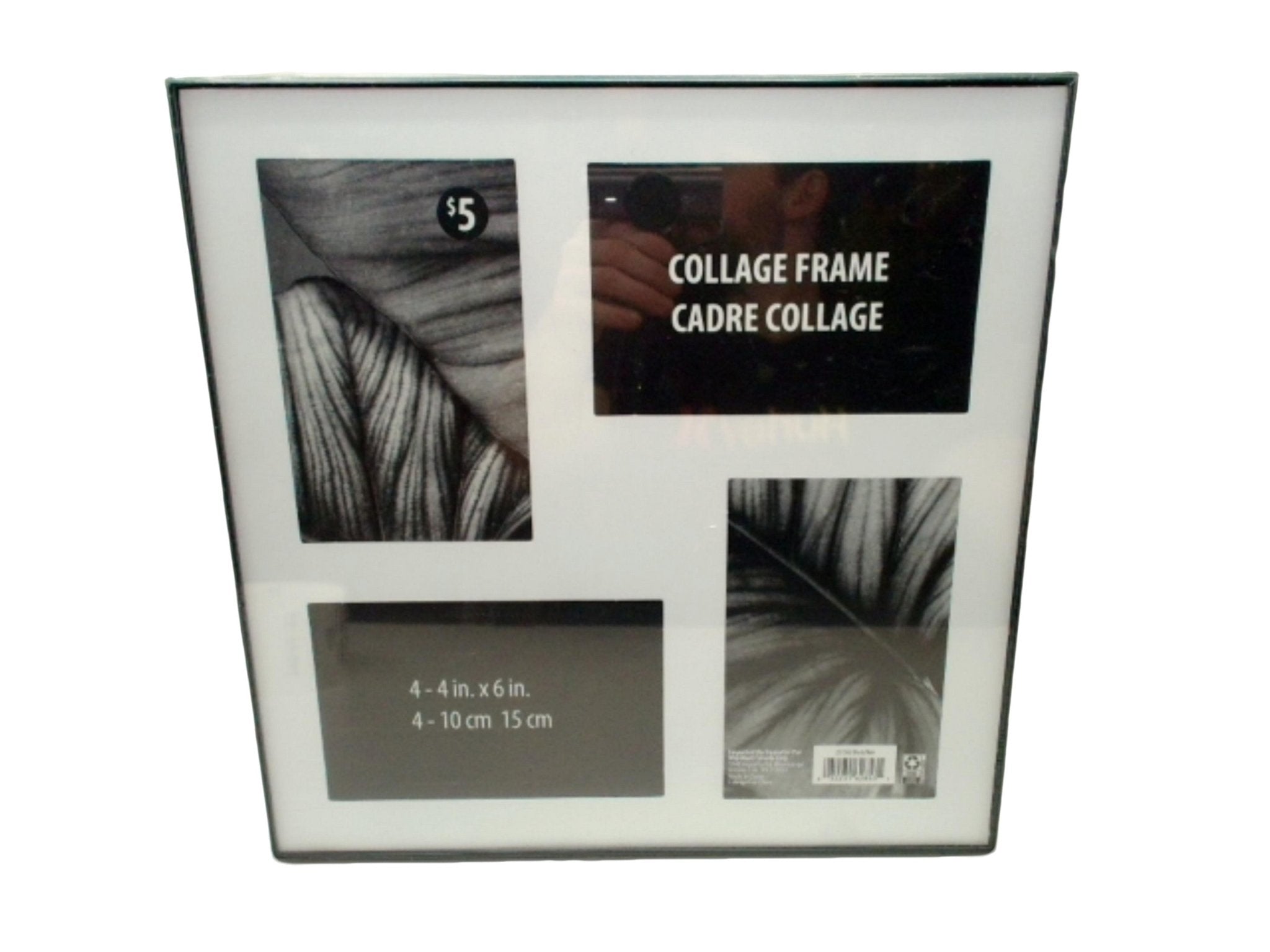 Collage Photo Frame Holds 4 - 4" x 6" Slimline Black - Brantford Surplus