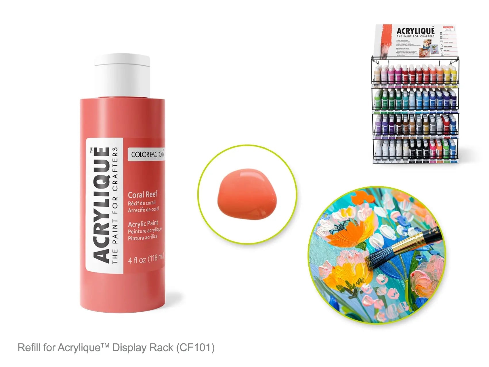 Color Factory: 4oz Acrylique Paint for Crafter's 025 Coral Reef - Brantford Surplus