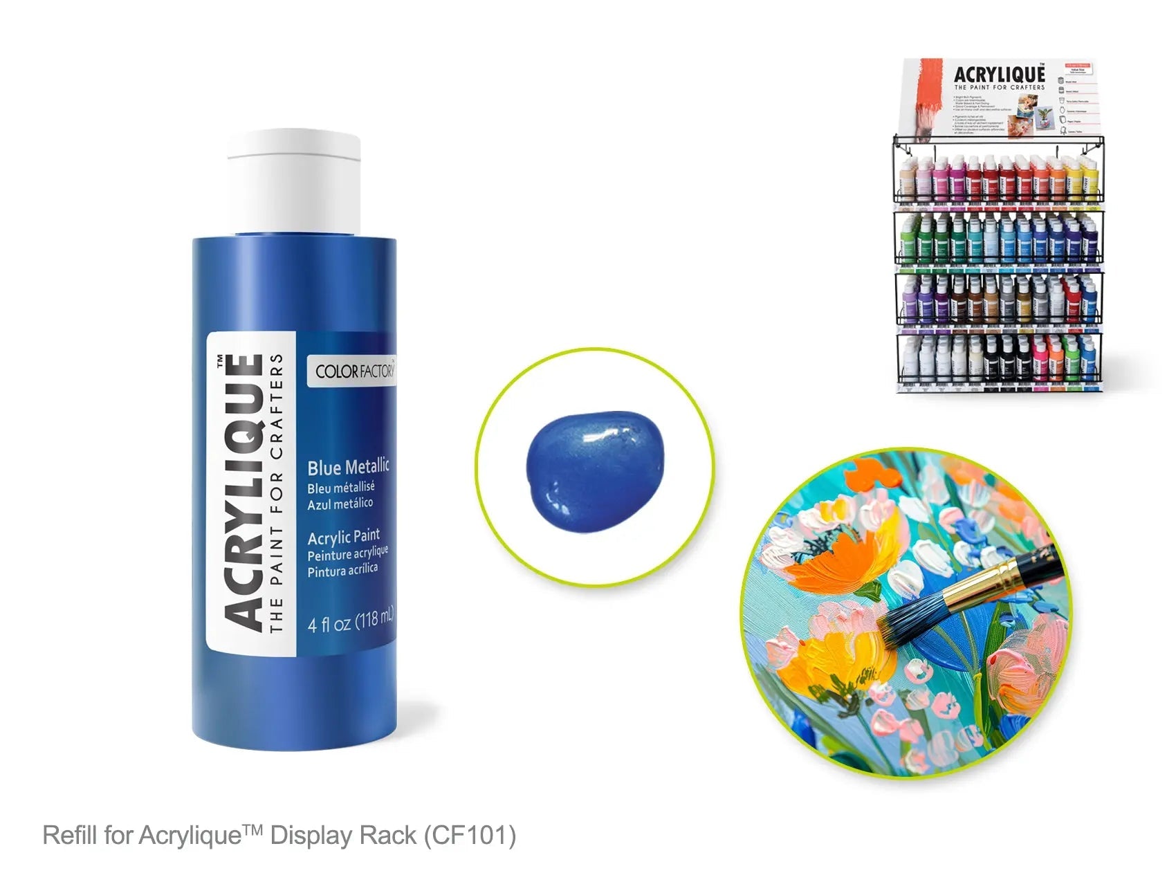 Color Factory: 4oz Acrylique Paint for Crafter's 188 Blue Metallic - Brantford Surplus