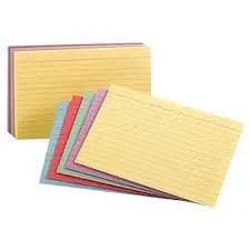 COLOURED INDEX CARDS 3X5"RULED100/SHRINK WRAPPED - Brantford Surplus