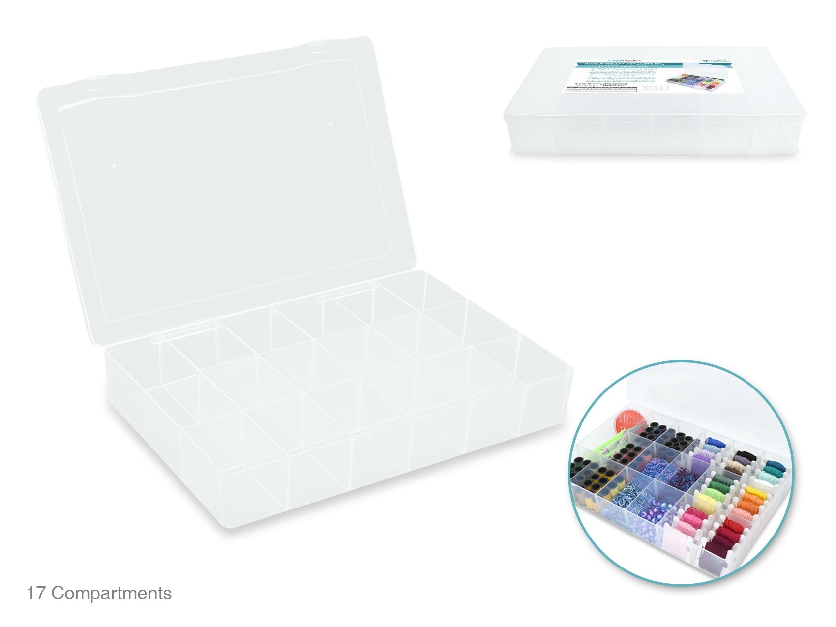 Craft Storage: 10.4"x7"x1.7" Floss & Trinket Organizer Box 17 - Comp - Brantford Surplus