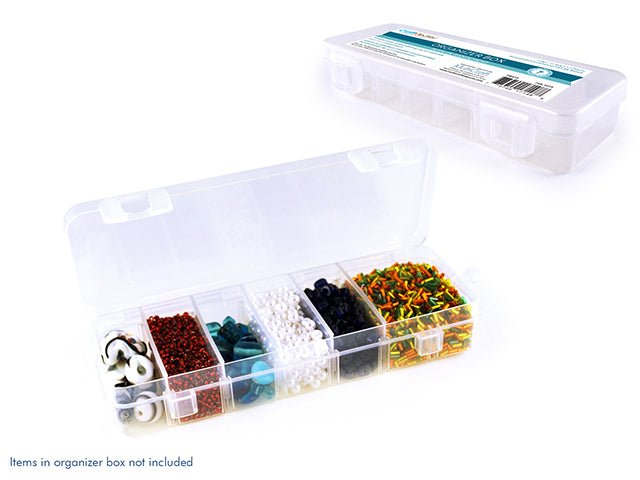 Craft/Bead Storage: 6.75"x2.25"x1 3/16" Organizer Box w/Lid+6 Dividers - Brantford Surplus
