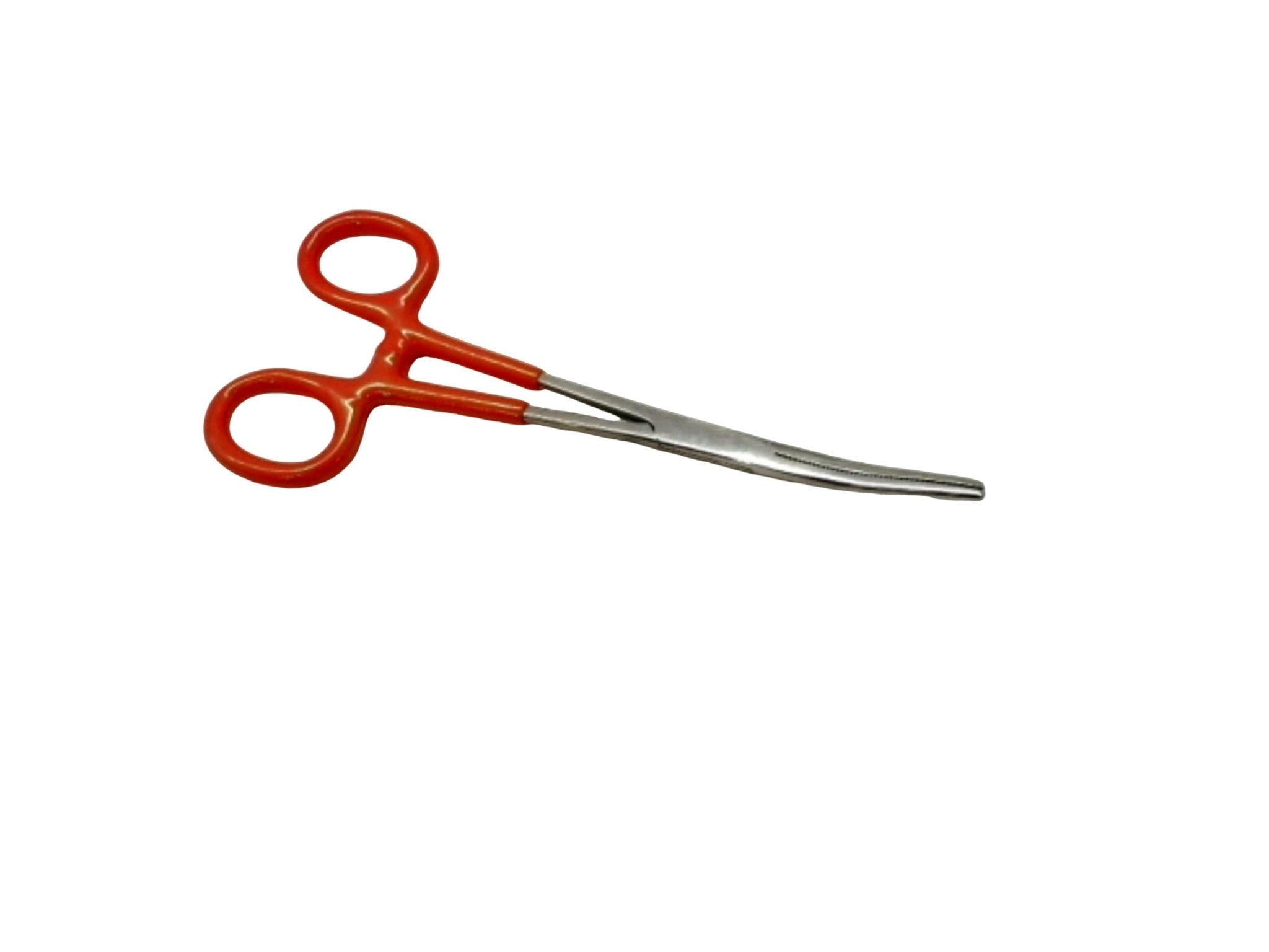 Curved Locking Forceps - Red Insulated Medical Tool - Brantford Surplus